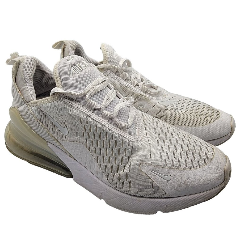 Nike Air Max 270 GS Womens 8.5 Kids 7Y Shoes White Silver Athletic Running Shoes
